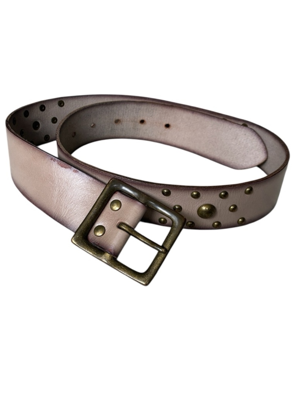 Gap Women's Genuine Leather Studded Belt Brass Buckle Size XS